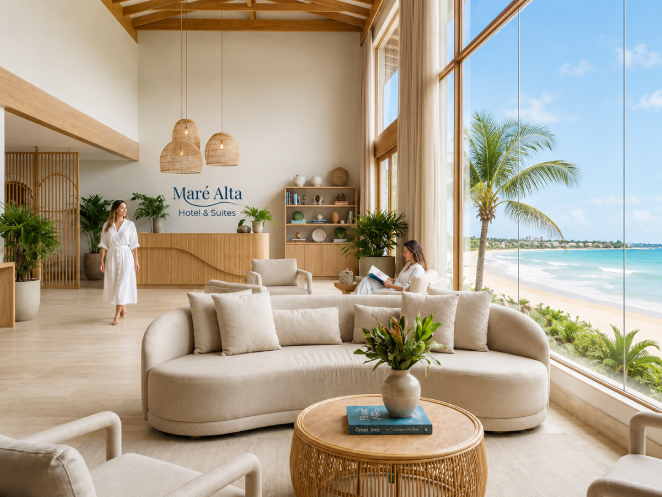 Recepção e lobby do Maré Alta Hotel & Suítes